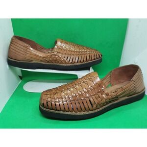 Sunsteps Men's Hand Woven Brown Leather Slip on  Shoes Size 11 EUC